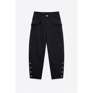 ZARA SRPLS NWT Barrel Leg Cargo Pants Black Sz XS Utility